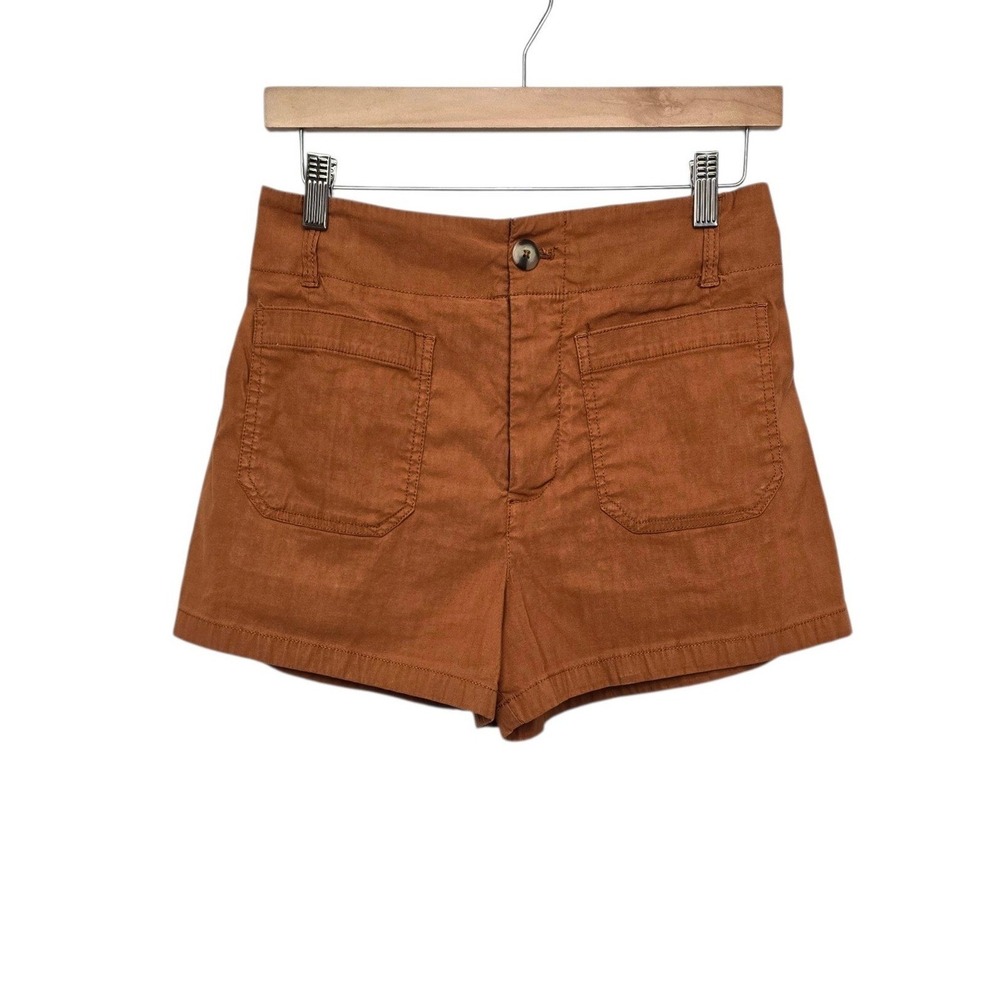Maeve Anthropologie The Colette Shorts Rust Orange Linen Blend Utility Size 29